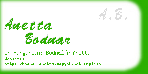 anetta bodnar business card